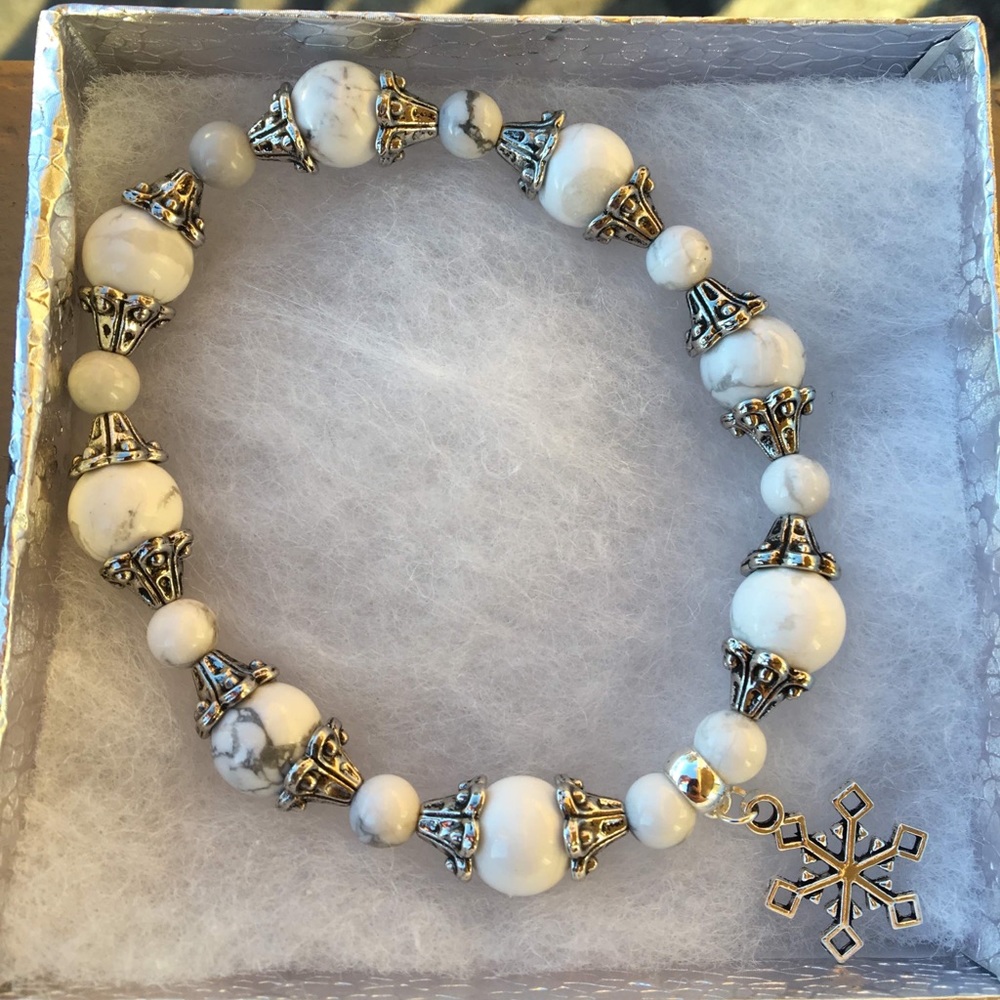 White Howlite Snowflake Bracelet